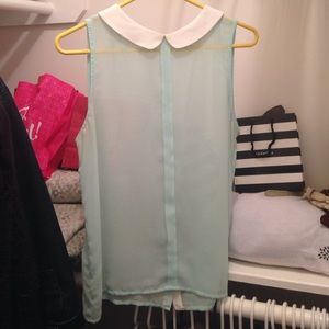 Zara mint Peter Pan collar sleeveless shirt