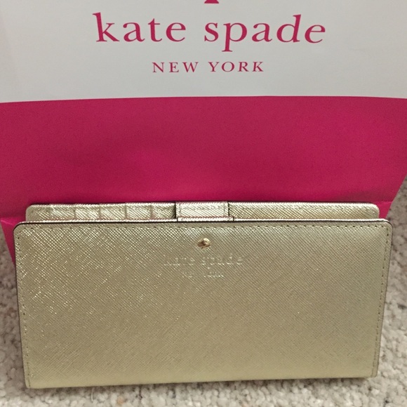 NWT Kate Spade Stacy gold wallet