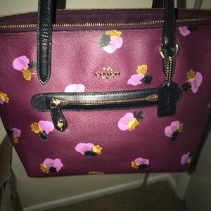 Coach floral plum tote