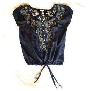 Joie Silk Peasant Top
