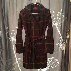 Water Repellent trench coat in plaid