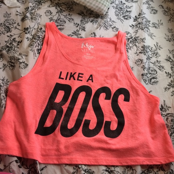 "Like A Boss" Neon Pink Cropped Tank Top