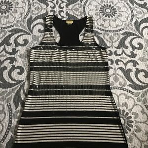 Black and ivory sequin tank top