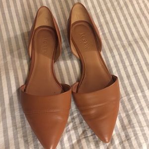 J.Crew Cognac Leather D'orsay Flats
