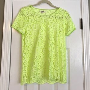 Madewell neon yellow lace top