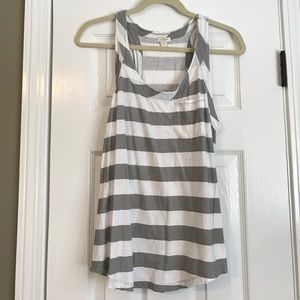 Gray and white striped tank top