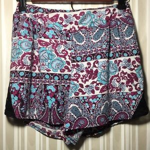 SayAnything Blue and Purple Silk Shorts in S