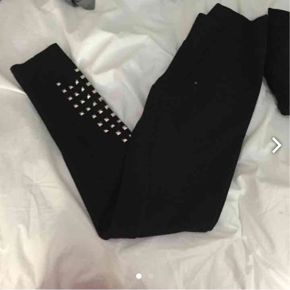 Black stud leggings