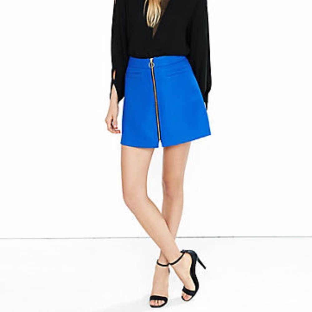 NEW royal blue front zip skirt, size 2