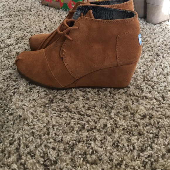 Toms suede Wedges Chestnut