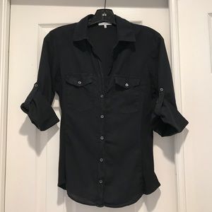 James Perse classic black button down shirt