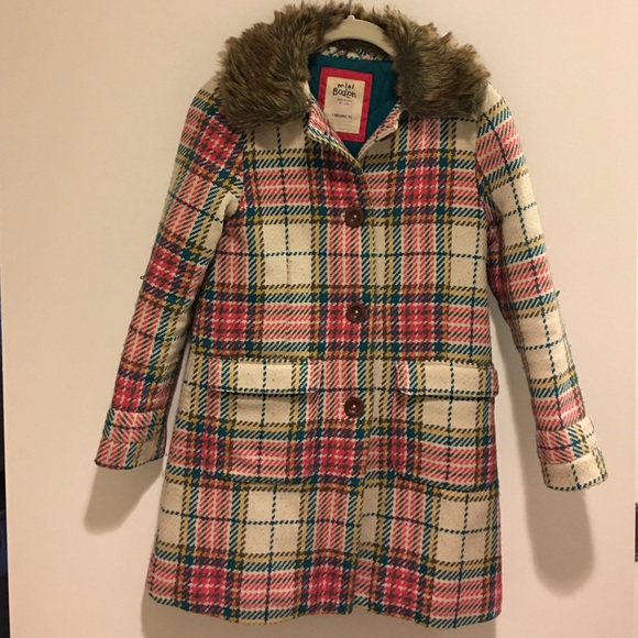 Mini Boden faux fur wool coat