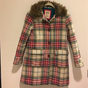 Mini Boden faux fur wool coat