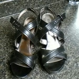 High black platform wedges sz 8