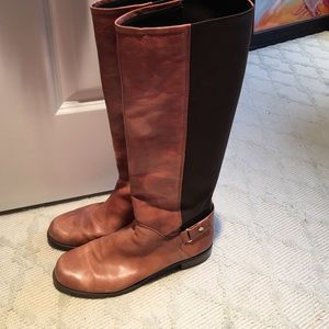 two toned tall boots