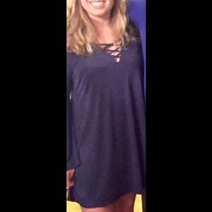 Piko size medium lace-up, long-sleeve dress