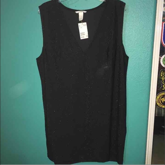 H&M dress sz XL black glitter shift NWT