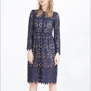 Zara Navy Blue Lace Dress XS