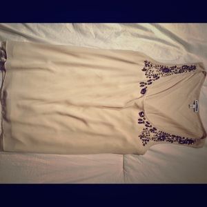 Nude Sleeveless Top w/ Beaded Detail