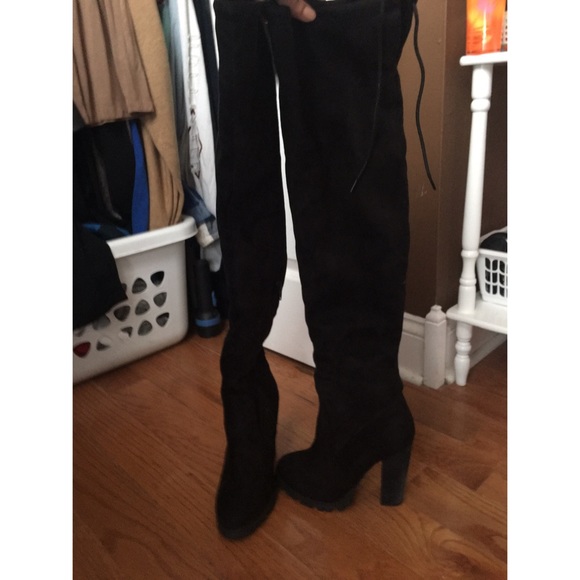 Over the knee black boots