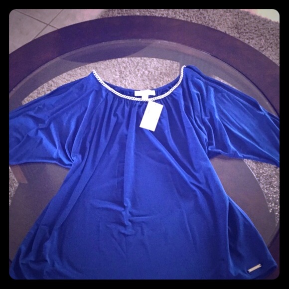 💕Sapphire Michael Kors cold shoulder blouse NWT