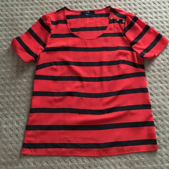 Forever 21 Orange & Black Stripe Short Sleeve Top