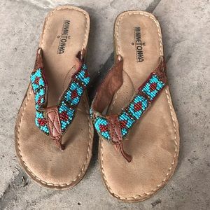FINAL SALE Minnetonka beaded sandals size 6