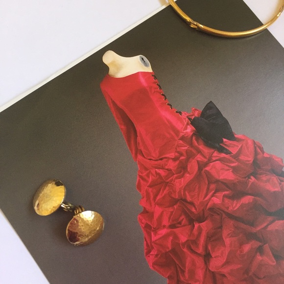 Monet Vintage Stamped Button Clip Earrings - Picture 3 of 4