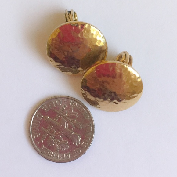 Monet Vintage Stamped Button Clip Earrings - Picture 4 of 4