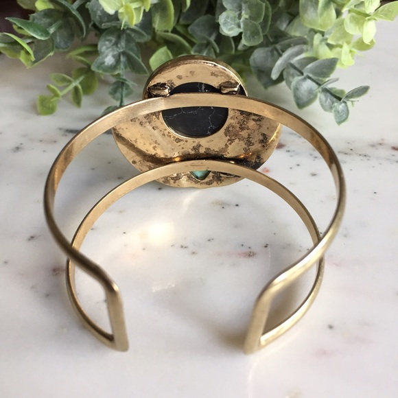 "Cleopatra" Bracelet || Black Marble & Gold Cuff - Picture 4 of 8