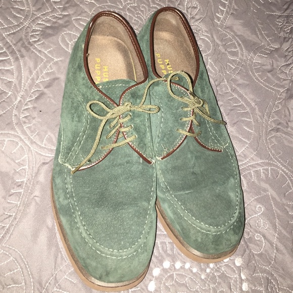 Vintage Hush Puppies green velvet oxfords