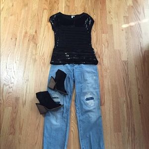 Sexy Black Sequin Tee