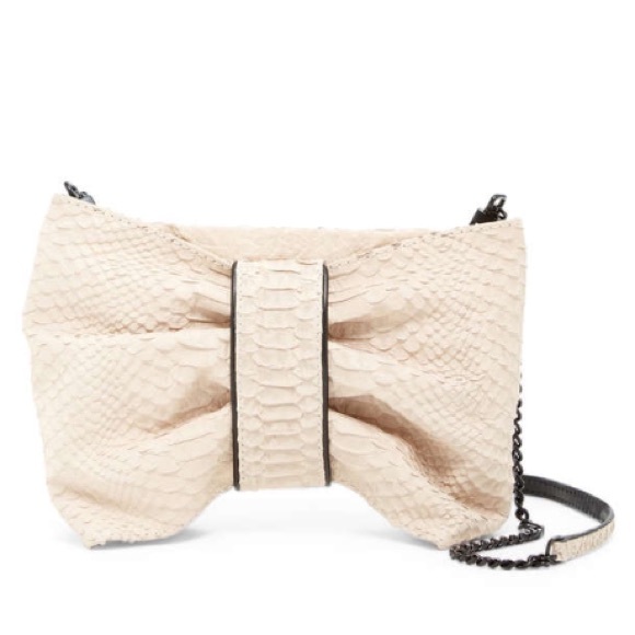 Alice + Olivia Dapey Bow Snake Nubuck Bag - Picture 1 of 3