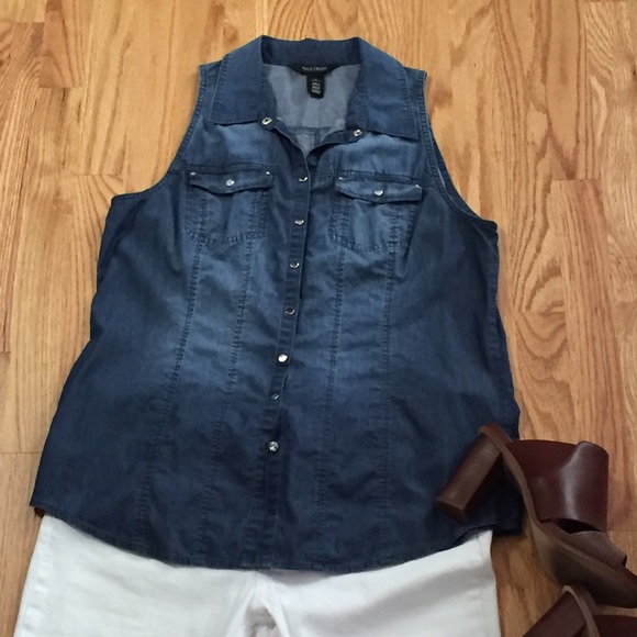 WHBM Denim sleeveless shirt