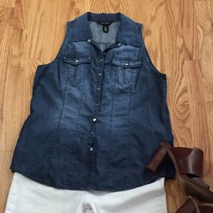 WHBM Denim sleeveless shirt