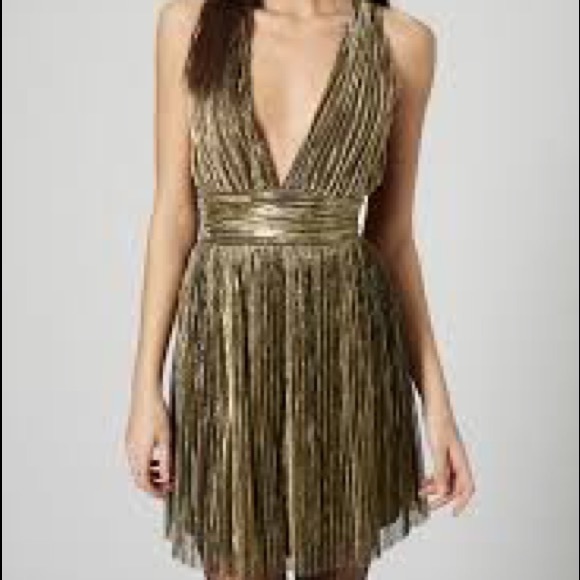 Topshop Gold Skater Dress