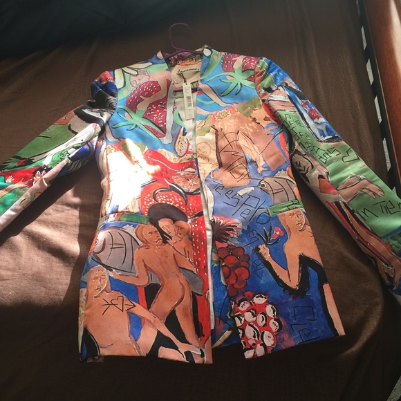 New Alice Olivia Painted Slim Jacket Blazer