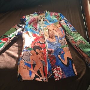 New Alice Olivia Painted Slim Jacket Blazer