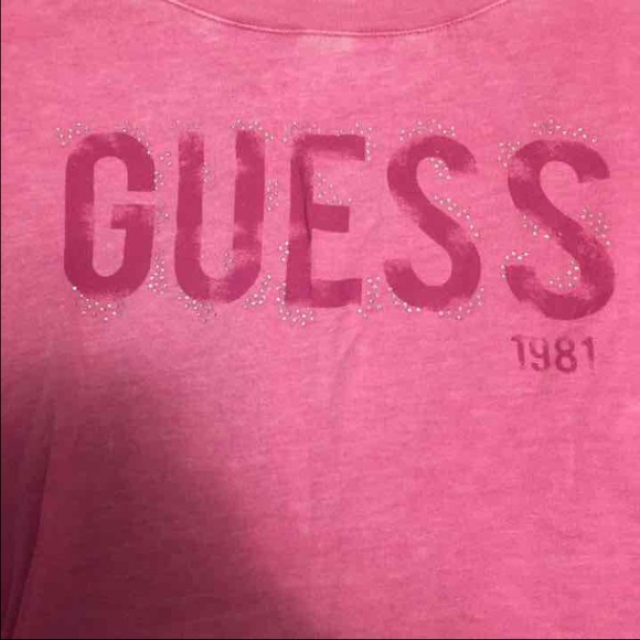 Pink guess lightweight sweatshirt rhinestone