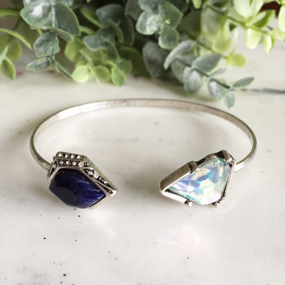"Harlowe" Bracelet || Navy Crystal Pavé Cuff - Picture 2 of 10