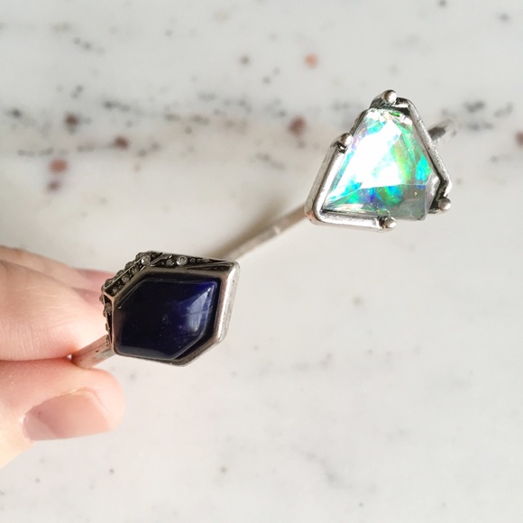 "Harlowe" Bracelet || Navy Crystal Pavé Cuff - Picture 4 of 10