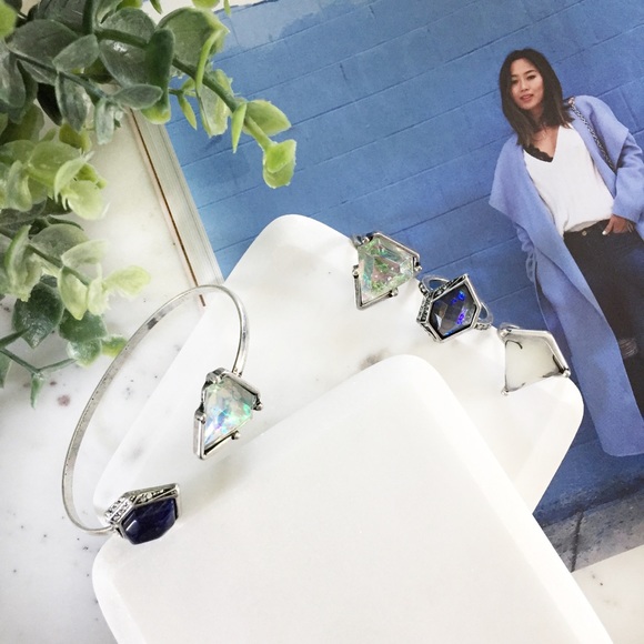 "Harlowe" Bracelet || Navy Crystal Pavé Cuff - Picture 5 of 10