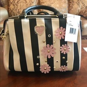 Betsey Johnson Stripe Dome Satchel
