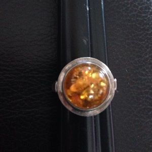 Sterling silver and amber ring