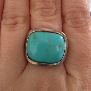 Silver band with turquoise stone