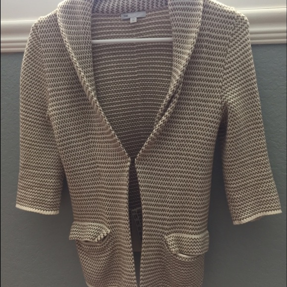 GAP XS Beige and white stripe blazer sweater - Picture 1 of 3