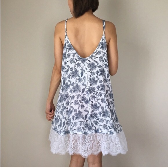 Floral with lace trim slip dress. CLEARANCE - Picture 2 of 4