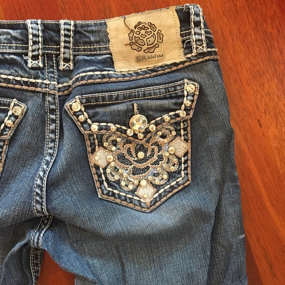 Medium blue sequenced jeans
