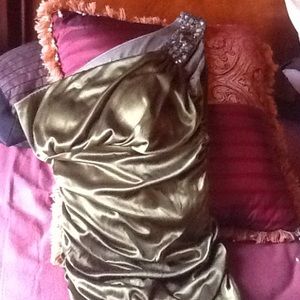 Olive green one shoulder dress