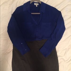 Royal blue Express button up